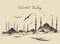 Istanbul, Turkey, Vintage Engraved Sketch Vector