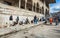 ISTANBUL , TURKEY. Washing of the Feet. View Yeni Cami New Mosque one of the most famous landmarks of Istanbul.