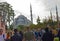 Istanbul, Turkey, â€ŽOctober â€Ž5, â€Ž2014: Tourists at the entrance of Hagia Sophia. This 6th century iconic cathedral is in news