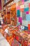 Istanbul, Turkish, 20.12.2019: Turkish design pillows stack pile cafe or restaurant