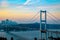 Istanbul view. Bosphorus Bridge at sunset from Nakkastepe.