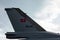 Istanbul, Yesilkoy - Turkey - 04.20.2023: F-16 Falcon Fighter Jet Plane, Supersonic jet Fighter and Bomber, Tail View, Tail Close-