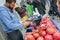 Istunbul Tulkey december 2014 a man selling Pomegranate juice.J