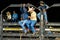 Itaja, Goias, Brazil - 04 21 2023: cowboy men at a bull riding event