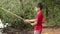 Itaja, Goias, Brazil - 05 28 2023: A boy trying to fish