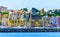 italain island procida is famous for its colorful houses and ancient fortress overlooking whole bay of naples....IMAGE