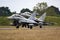 Italian Air Force Eurofighter Typhoon fighter jets landing at Mont-de-Marsan Airbase. France - May 17, 2019