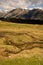 Italian Alps. Countryside view of the Funes valley St. Magdalena or Santa Maddalena in the National park Puez Odle or Geisler.