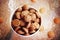 Italian amaretti bisquits on a brown backdrop