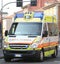 Italian ambulance runs during a medical emergency