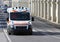 Italian ambulance runs to the city street