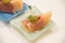 Italian appetizer sliced Parma ham with melons