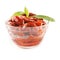 Italian appetizer - sundried tomato in bowl on the white background