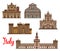 Italian architecture travel landmarks icon set