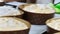 Italian baker sprinkling candy on top preparing panettone christmas cake before baking