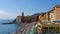 Italian beach landscape panorama - summer vacation on italian riviera coastline scenic seascape