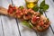 Italian bruschetta bread with tomato and basil