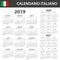 Italian Calendar for 2019, 2020 and 2021. Scheduler, agenda or diary template. Week starts on Monday