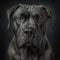 Italian cane corso dog studio portrait in ravishing realistic closeup.