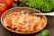 Italian cannelloni baked in a bowl