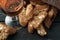 Italian cantuccini biscuits and a glass of wine