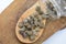 Italian capers from pantelleria on wood spoon