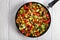 Italian Caponata with vegetables on skillet