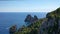 Italian Capri, island of Gulf of Naples, blue seascape, ocean, cliff, landscape