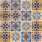 Italian ceramic tile pattern. Mediterranean porcelain pottery.