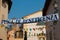 Italian charity raffle banner in charming village