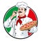 Italian chef with a pizza, pizzaiolo vector illustration