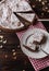 Italian Chocolate almond cake, Torta caprese on wooden background