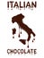 Italian chocolate. Conceptual outline of Italy