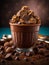 Italian Chocolate gelato ice cream cone, cinematic photography, studio lighting and background