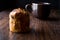 Italian Christmas Cake Panettone with coffee