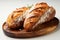 Italian ciabatta bread displayed on a clean, bright white background