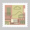 Italian cityscape with architecture, postmark