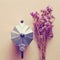 Italian coffee maker and flower with retro filter