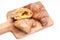 italian cream croissants on wooden and white background