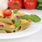 Italian cuisine colorful Penne Rigatoni noodles pasta meal with