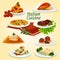 Italian cuisine dinner icon with popular dishes