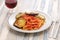 Italian cuisine, eggplant and tomato pasta