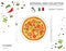 Italian Cuisine. European national dish collection. Pizza isolated on white, infographic