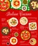 Italian cuisine food menu page vector template