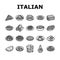 italian cuisine food pasta icons set vector