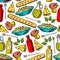 Italian cuisine lunch seamless pattern