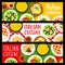 Italian cuisine meals banners, vector Italy meals