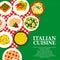 Italian cuisine menu cover, vector Italy food