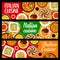 Italian cuisine restaurant dishes vector banners