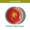 Italian cuisine tomato cream soup vector icon for restaurant menu or cooking recipe template